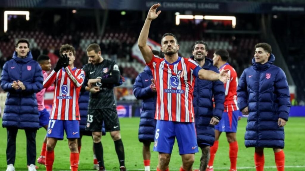 El Atlético de Madrid celebrando el pase a octavos