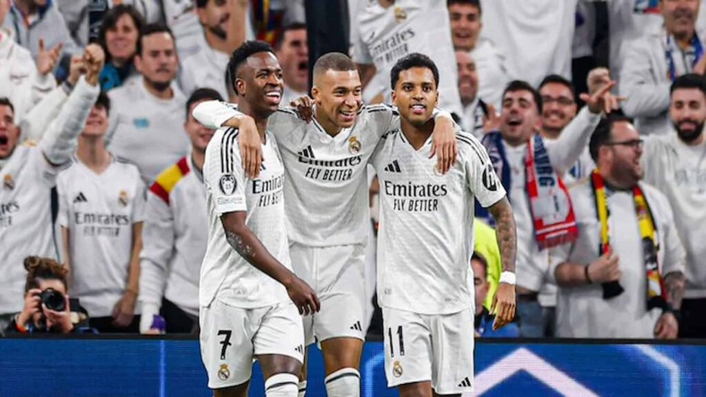 El tridente del Real Madrid que anotó ayer formado por Vinicius, Mbappe y Rodrygo