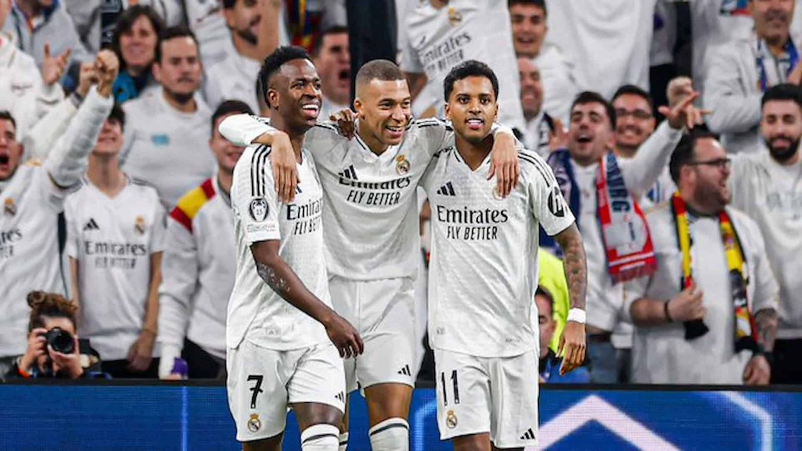 El tridente del Real Madrid que anotó ayer formado por Vinicius, Mbappe y Rodrygo
