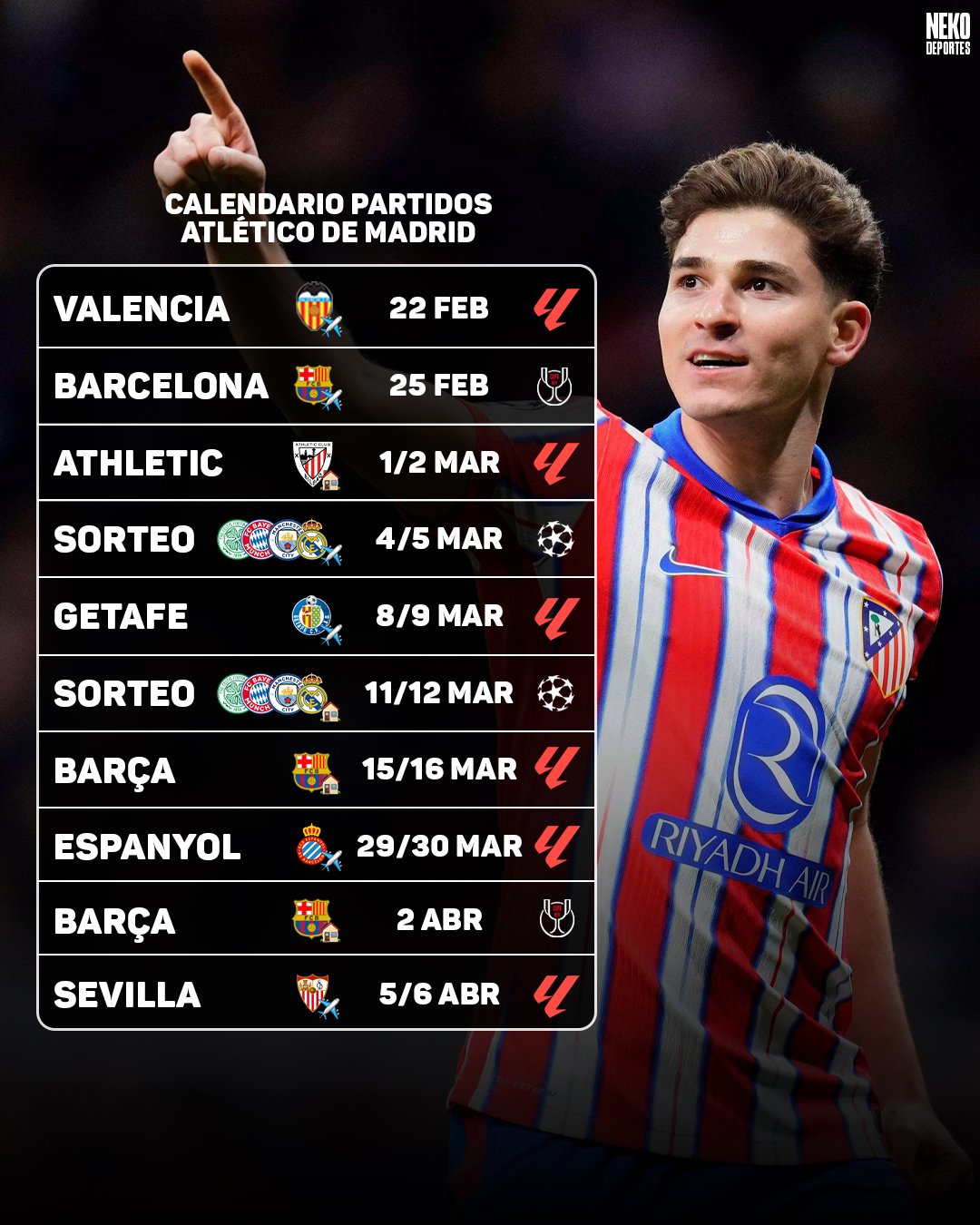 Calendario Atlético de Madrid