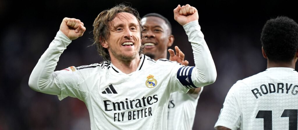 Luka Modric celebra su gol con el Real Madrid / Vía X: @HqualityRM