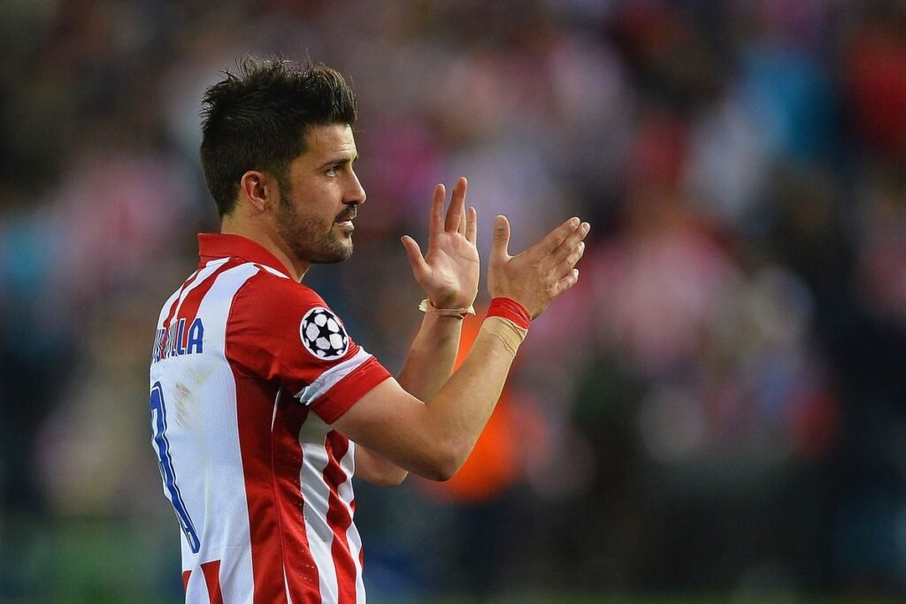 David Villa con la camiseta del Atleti.