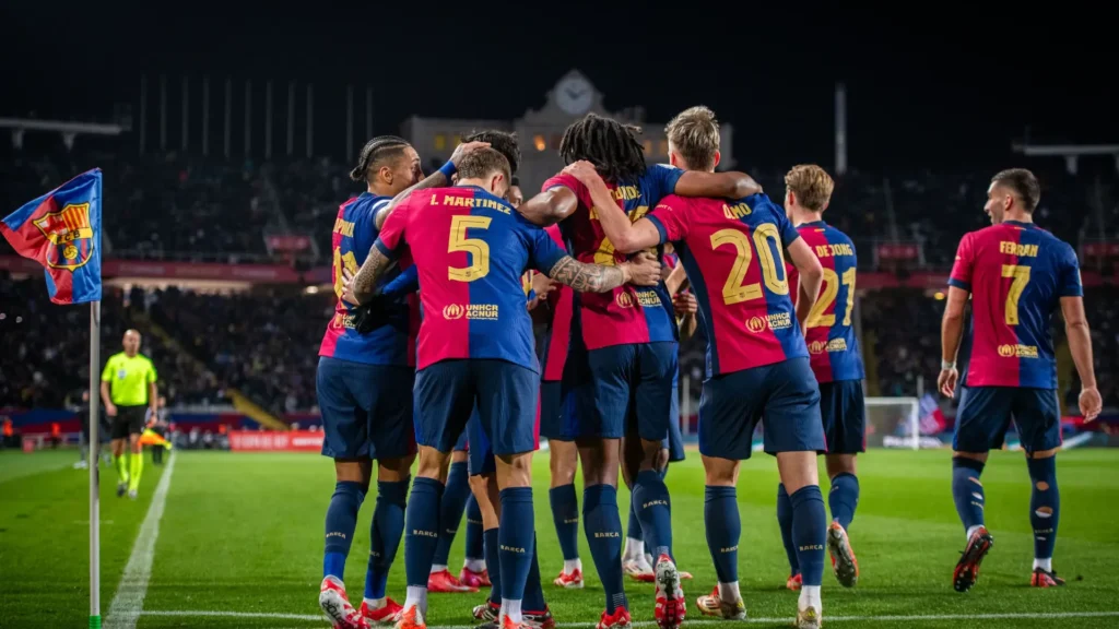 El Barcelona celebrando un gol frente al Atlético de Madrid.