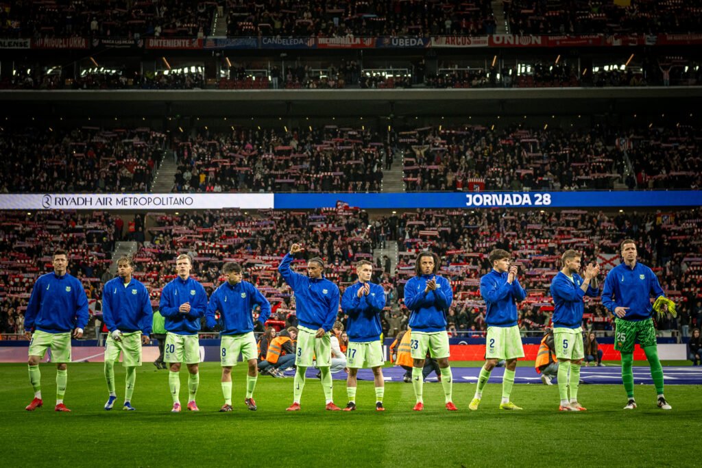 El Barcelona en la victoria frente al Atlético de Madrid en el Metropolitano