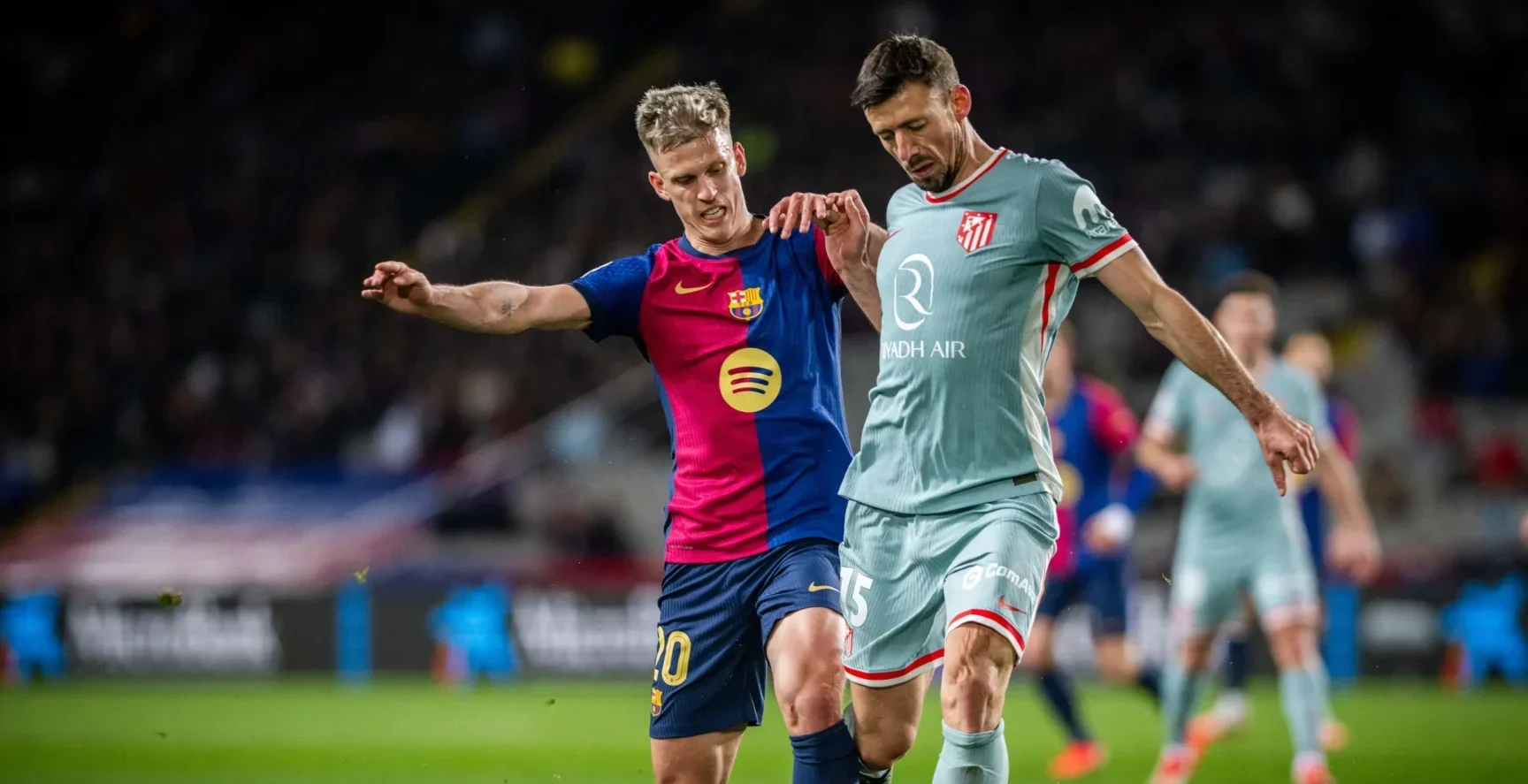 El Atlético de Madrid se enfrenta al Barcelona. Clemént Lenglet y Dani Olmo. Via: fcbarcelona.es