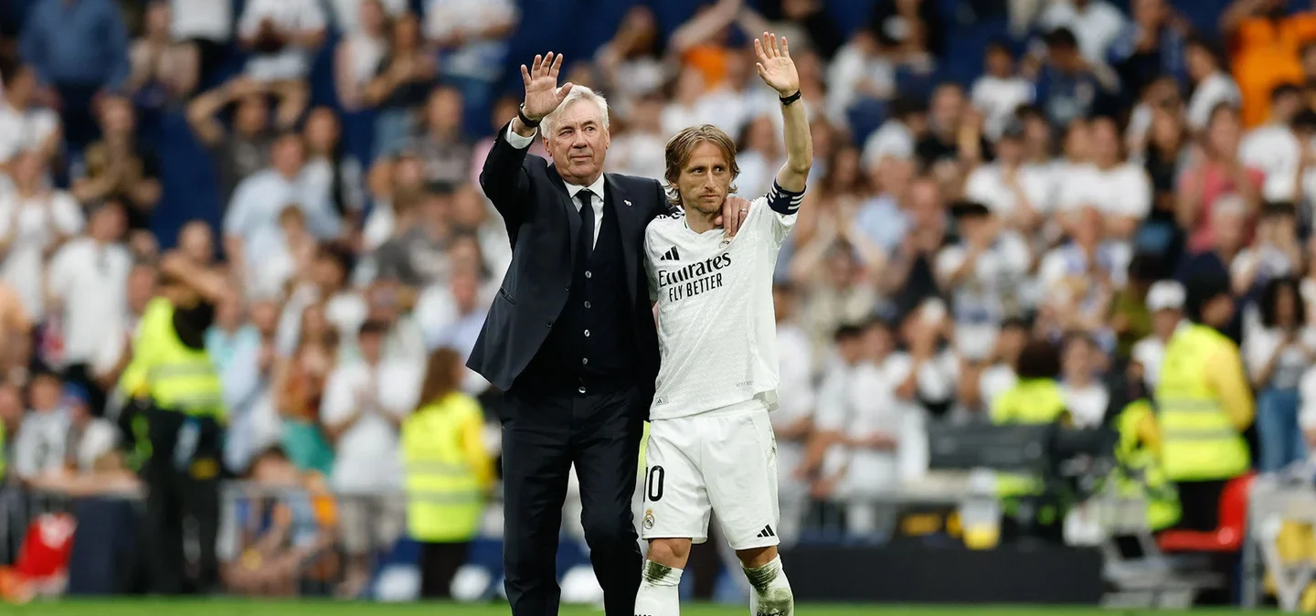 Ancelotti y Modric en su despedida / Vía: Real Madrid CF
