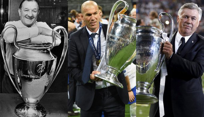Bob Paisley, Zinedine Zidane y Carlo Ancelotti
