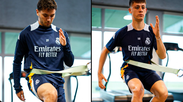 Brahim y Guler entrenando / Vía @realmadrid