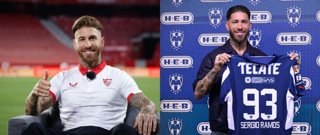 Sergio Ramos en su llegada a Sevilla y a Rayados de Monterrey / Vía X/@SevillaFC y @Rayados