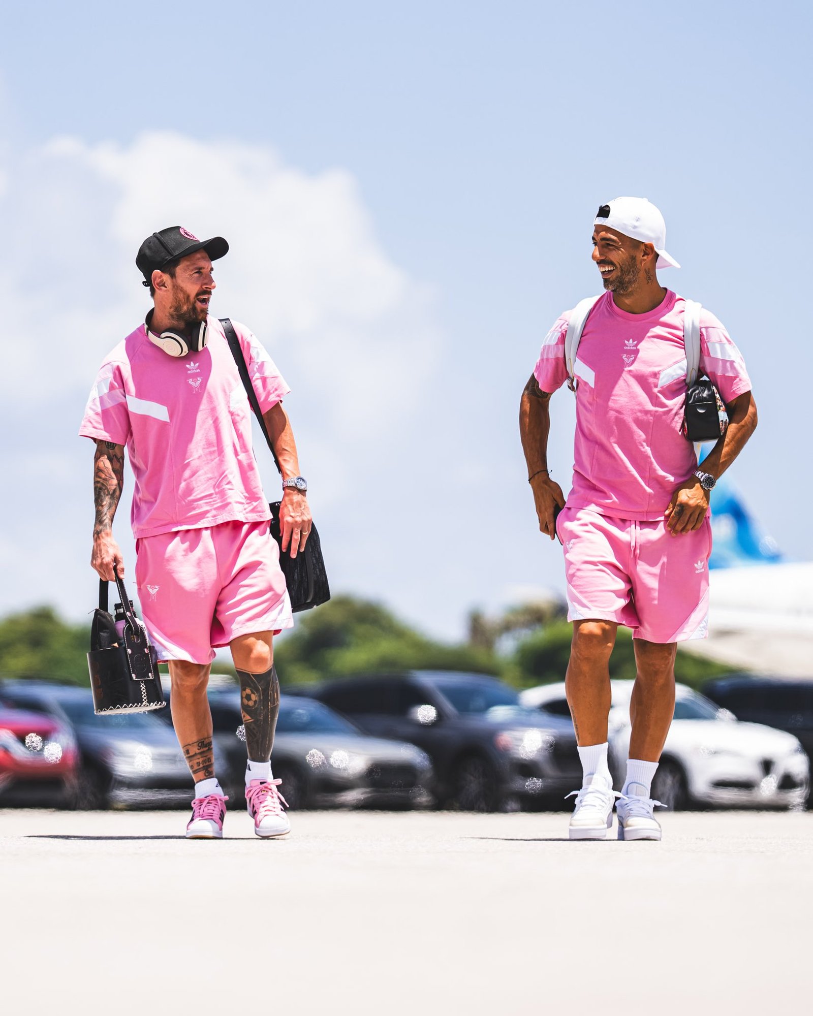 Messi y Suárez llegando a Atlanta