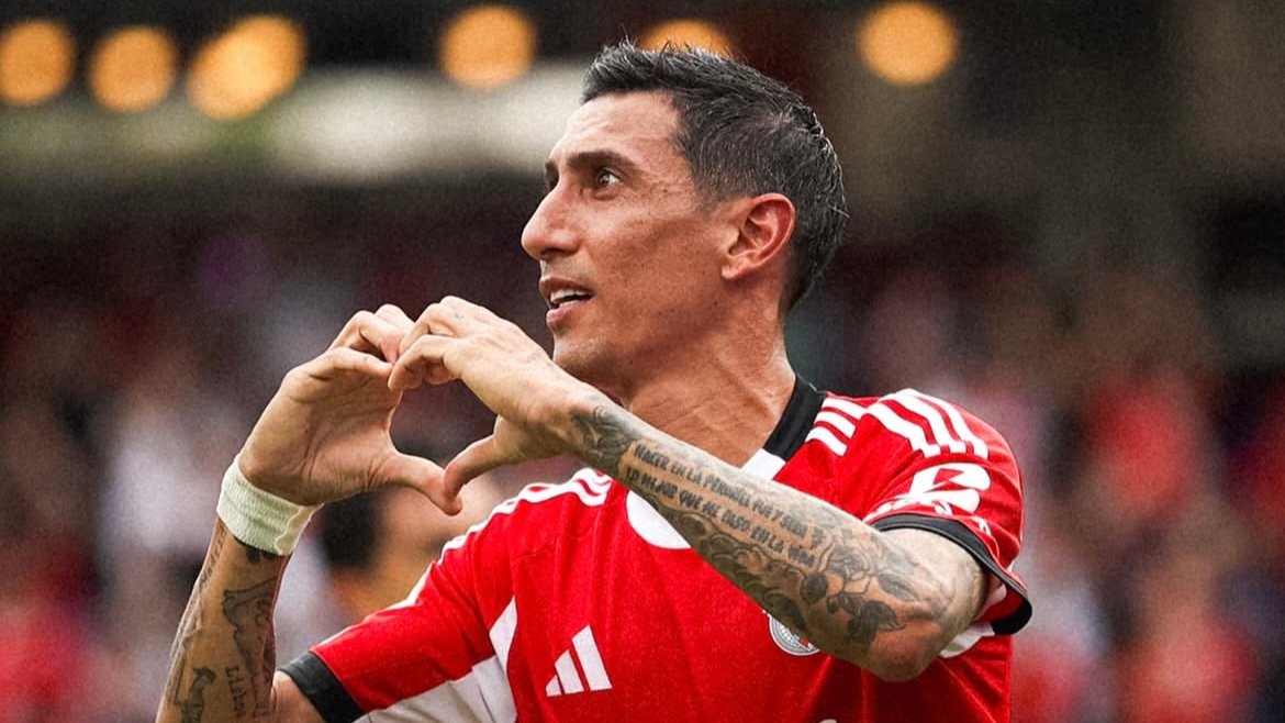 Di María celebrando un gol en el último encuentro. Foto: SL Benfica