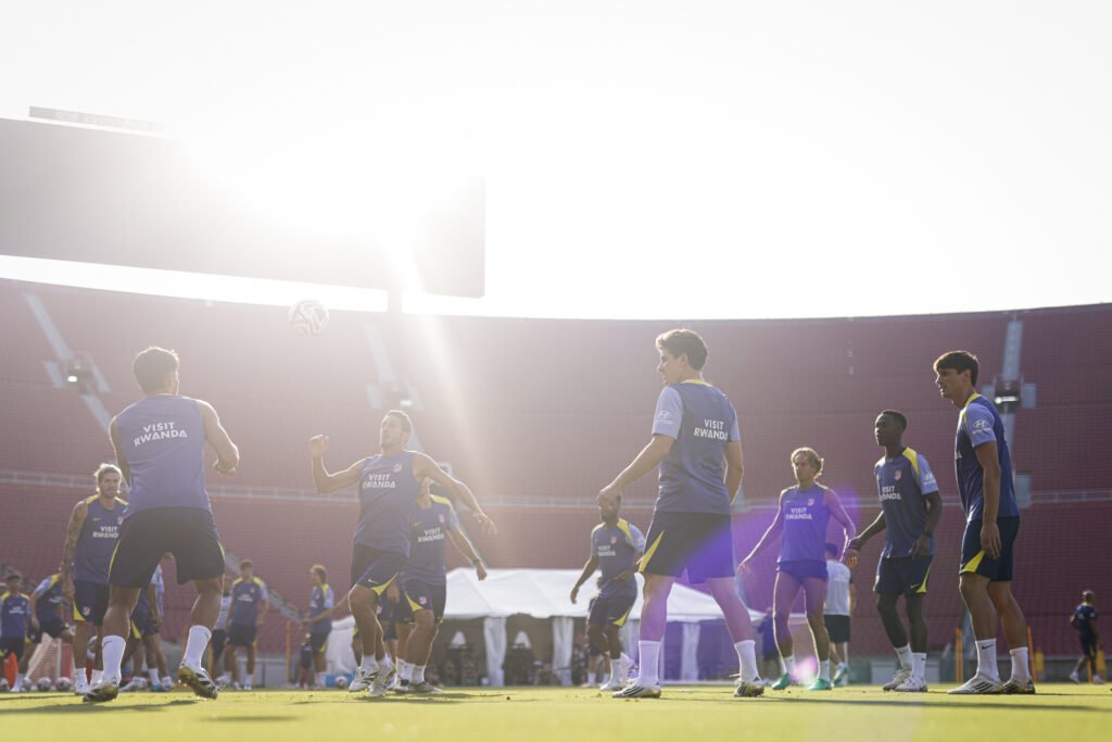 El Atlético de Madrid preparando el partido contra el PSG