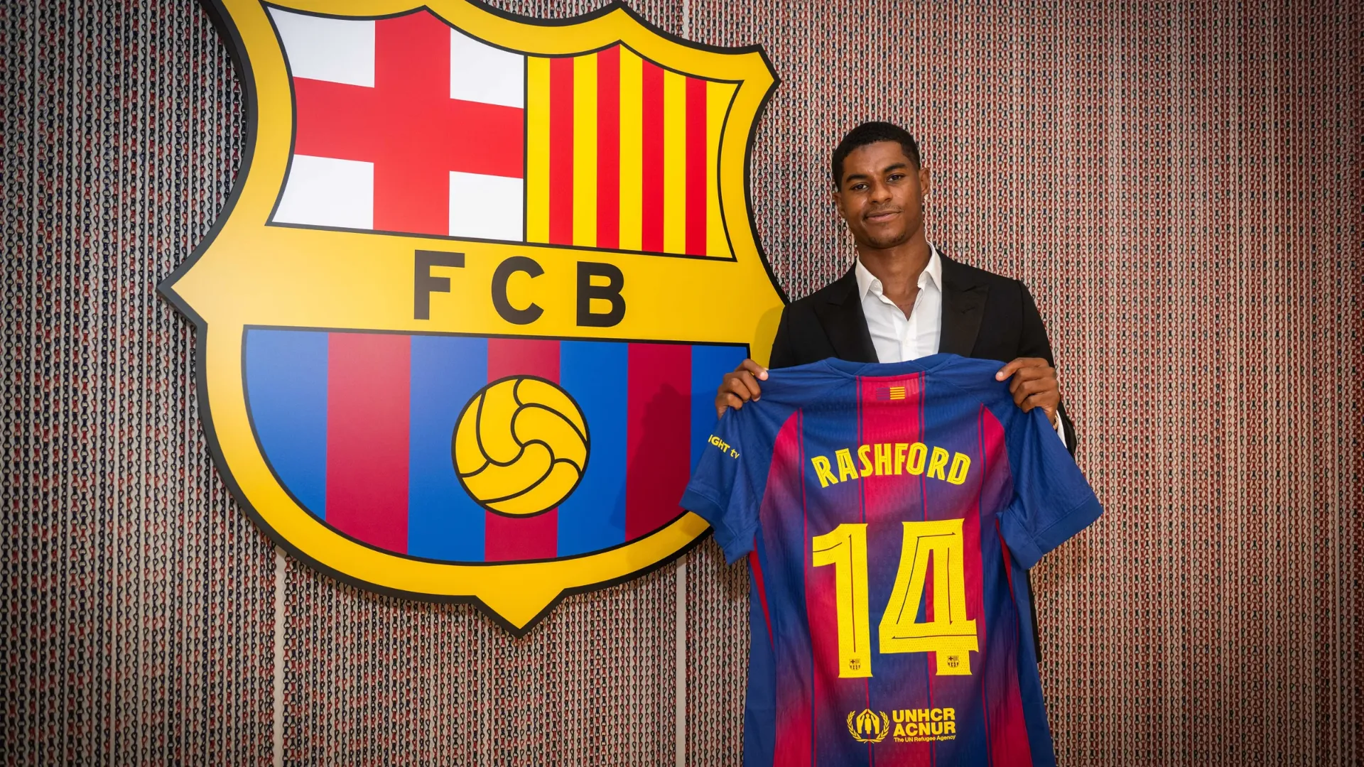 Presentación de Marcus Rashford con el Barça. / Via: fcbarcelona.es