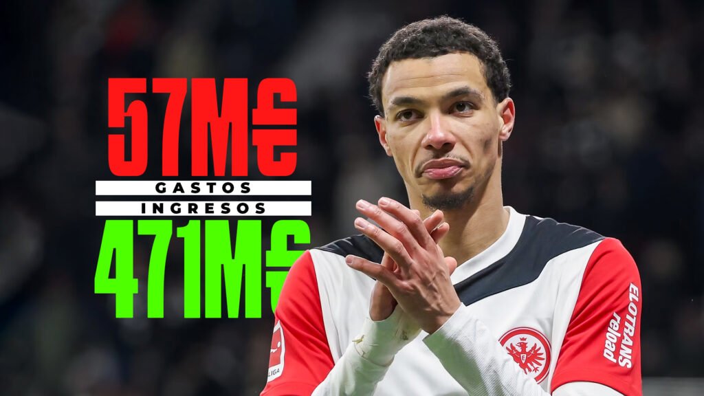 El Eintracht revoluciona el mercado: suma casi 500 millones en ventas. Hugo Ekitike con la camiseta del Eintracht. Elaboración propia.