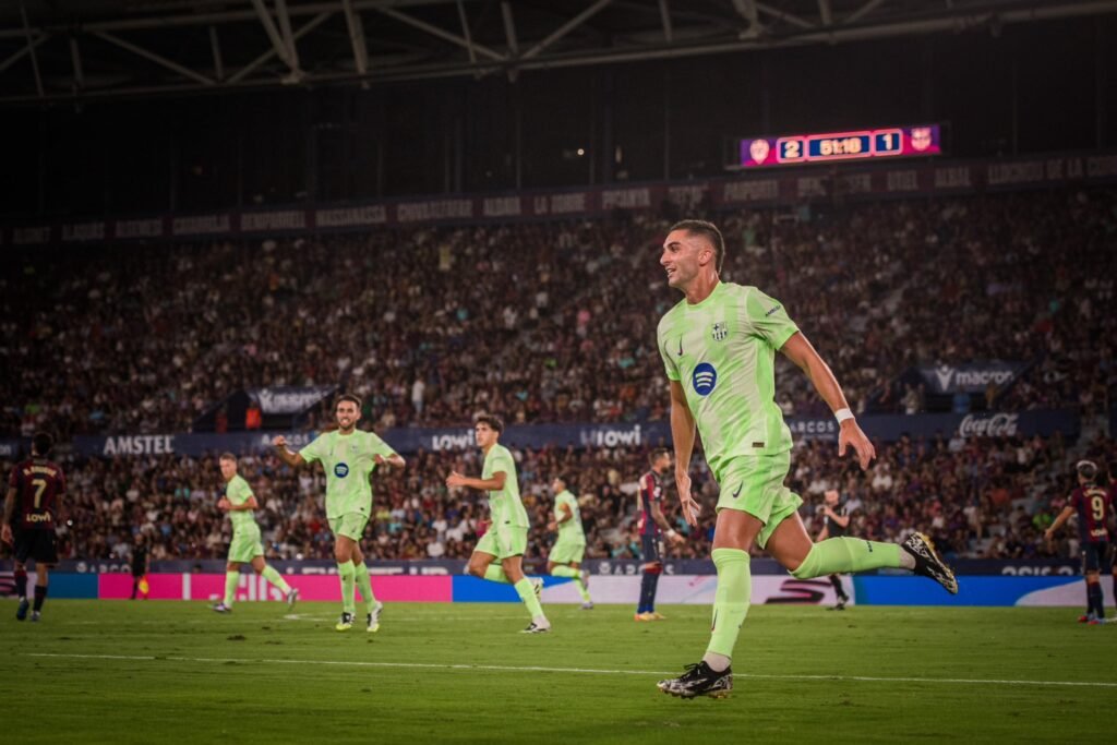 Ferran celebrando su gol frente al Levante