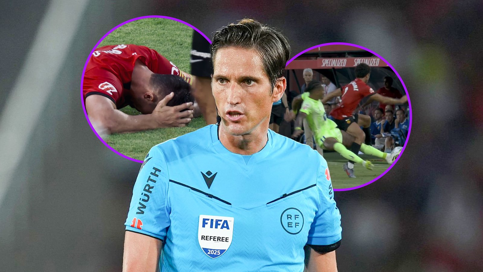 Munuera Montero justifica su decisión en Son Moix: “Despeja con la cabeza, se acabó”