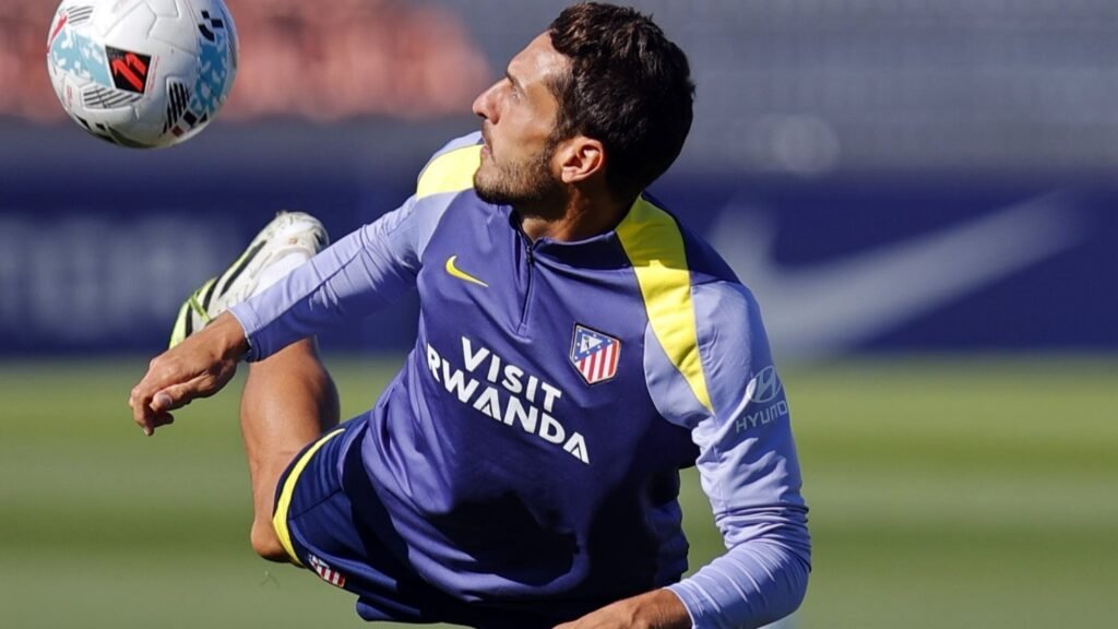 Koke, en el entrenamiento con el Atlético de Madrid.