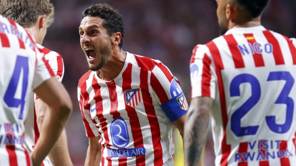 Koke celebra uno de los goles del Atlético de Madrid ante el Villarreal.