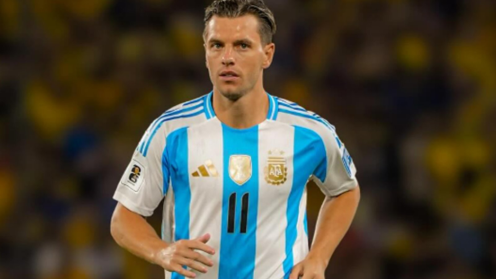 Lo Celso, en el partido con la selección de Argentina.
