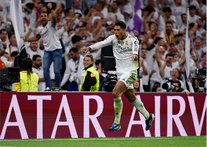 Celebración de Bellingham en la victoria del Real Madrid ante la Juventus / Vía X/@Realmadrid
