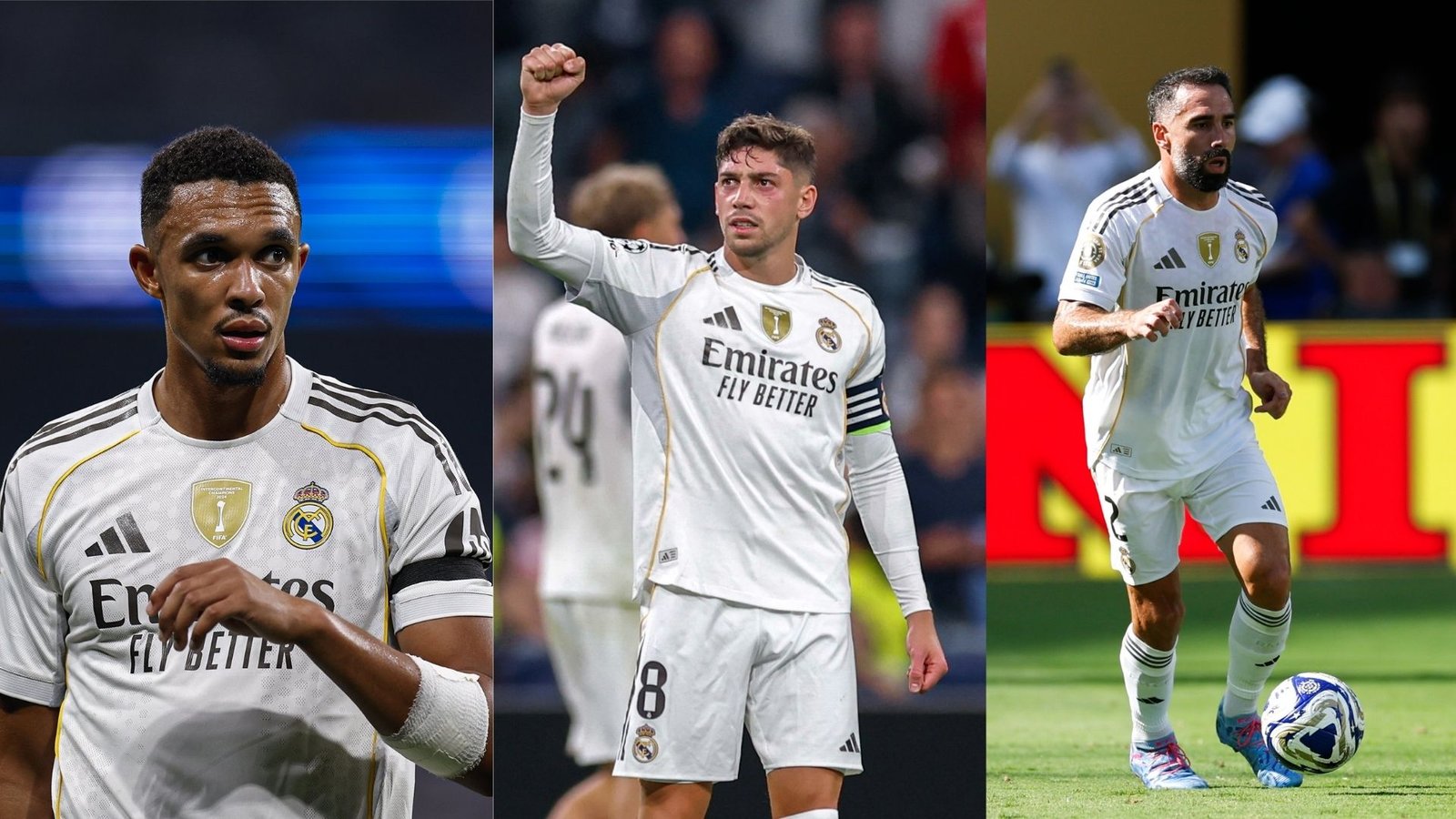 Trent Alexander Arnold, Fede Valverde y Dani Carvajal / Vía X: @RealMadrid