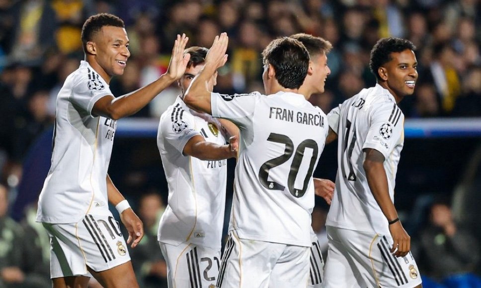 Jugadores del Real Madrid celebrando un gol / Via: X @realmadrid