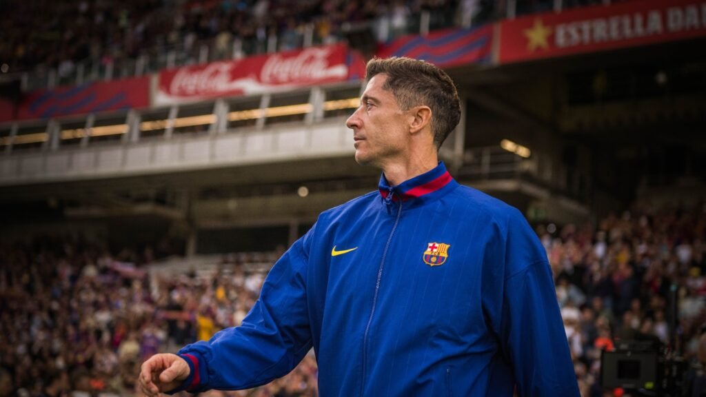 Lewandowski lesionado con el Barça. Via: Fcbarcelona.es