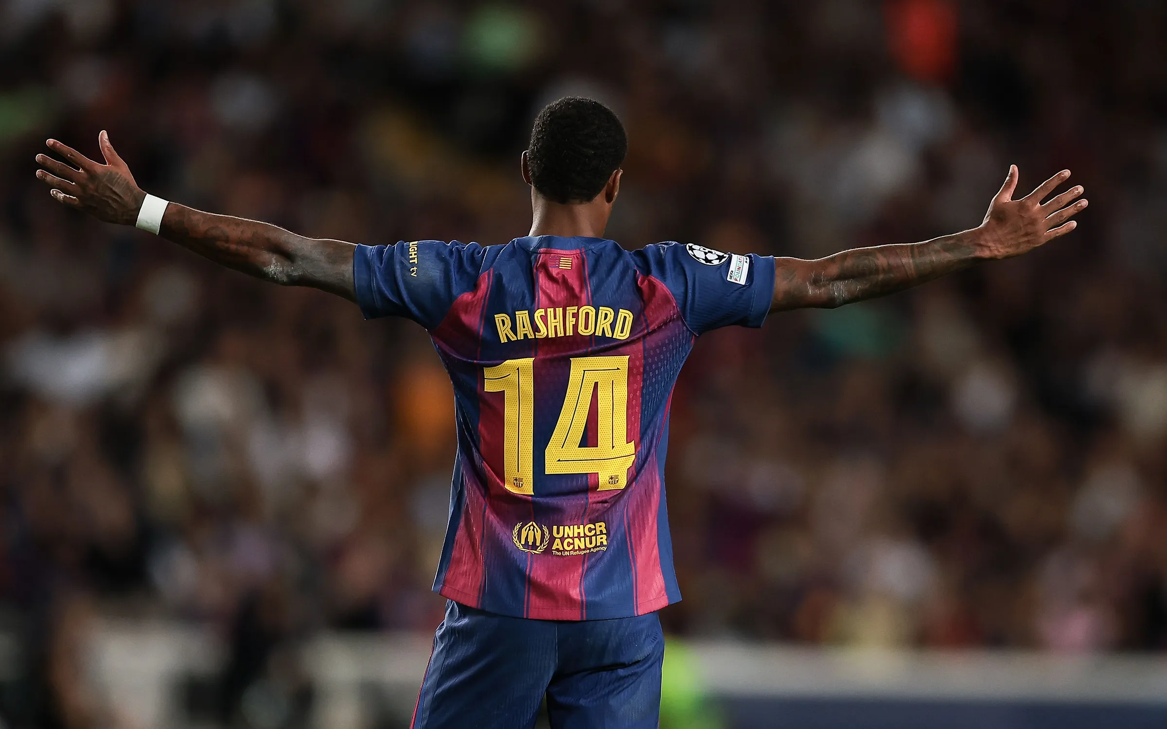 Marcus Rashford celebrando frente al Olympiacos. Via: Fcbarcelona.es