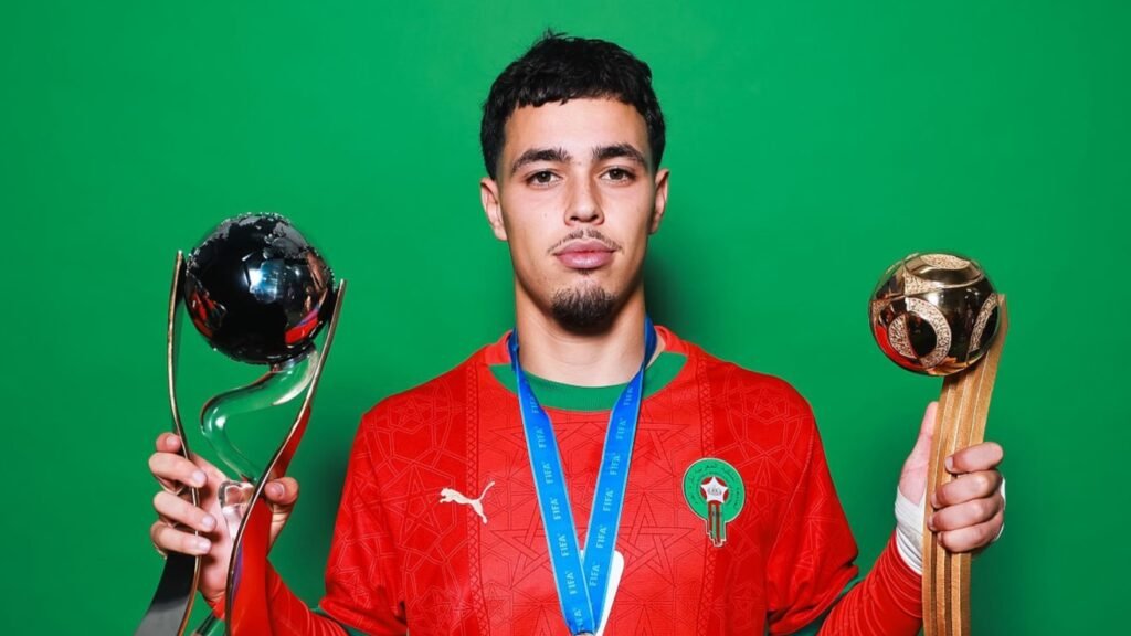 SANTIAGO, CHILE - OCTOBER 19: Othmane Maamma of Morocco poses for a portrait following their win over Argentina in the FIFA U-20 World Cup Chile 2025 final at Estadio Nacional Julio Mart?nez Pr?danos on October 19, 2025 in Santiago, Chile. (Photo by Hector Vivas - FIFA/FIFA via Getty Images)