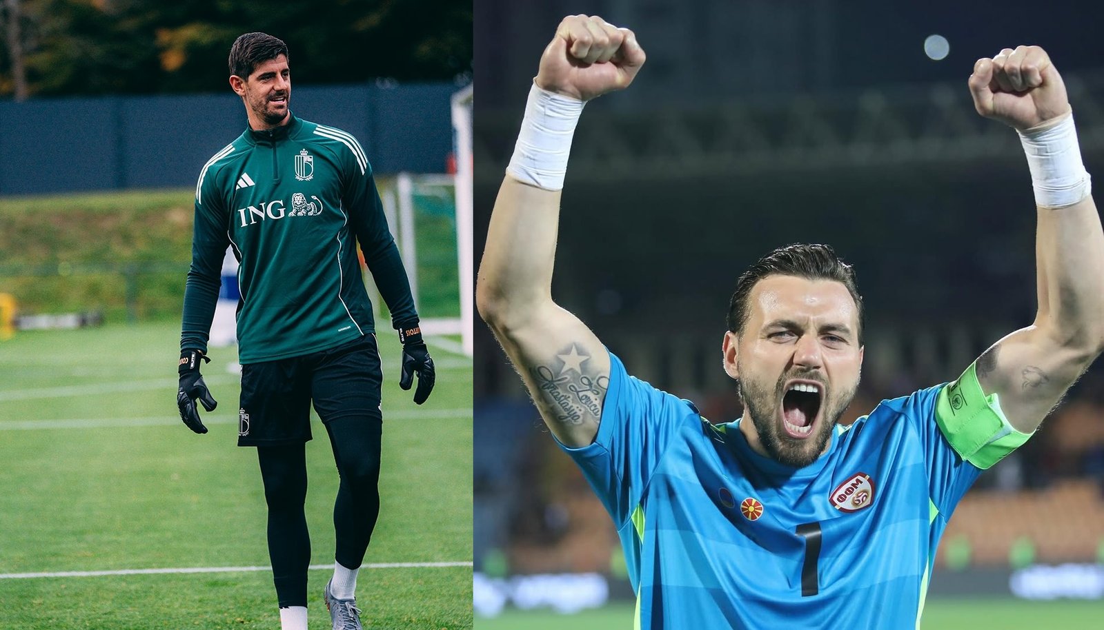 Courtois y Dimitrievski previo al Bélgica - Macedonia