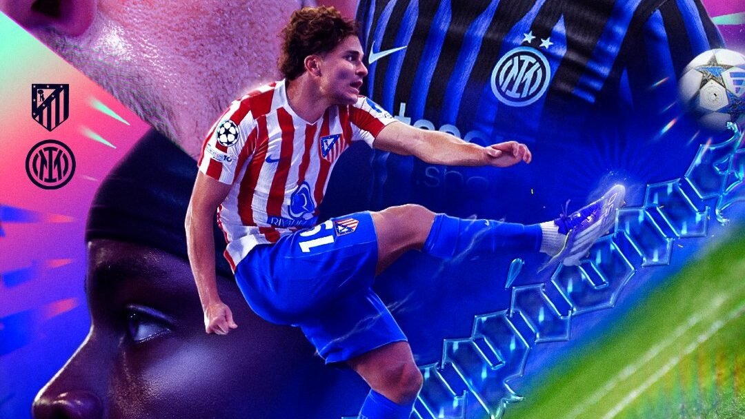 El cartel para anunciar el encuentro entre Atlético de Madrid e Inter de Milán.