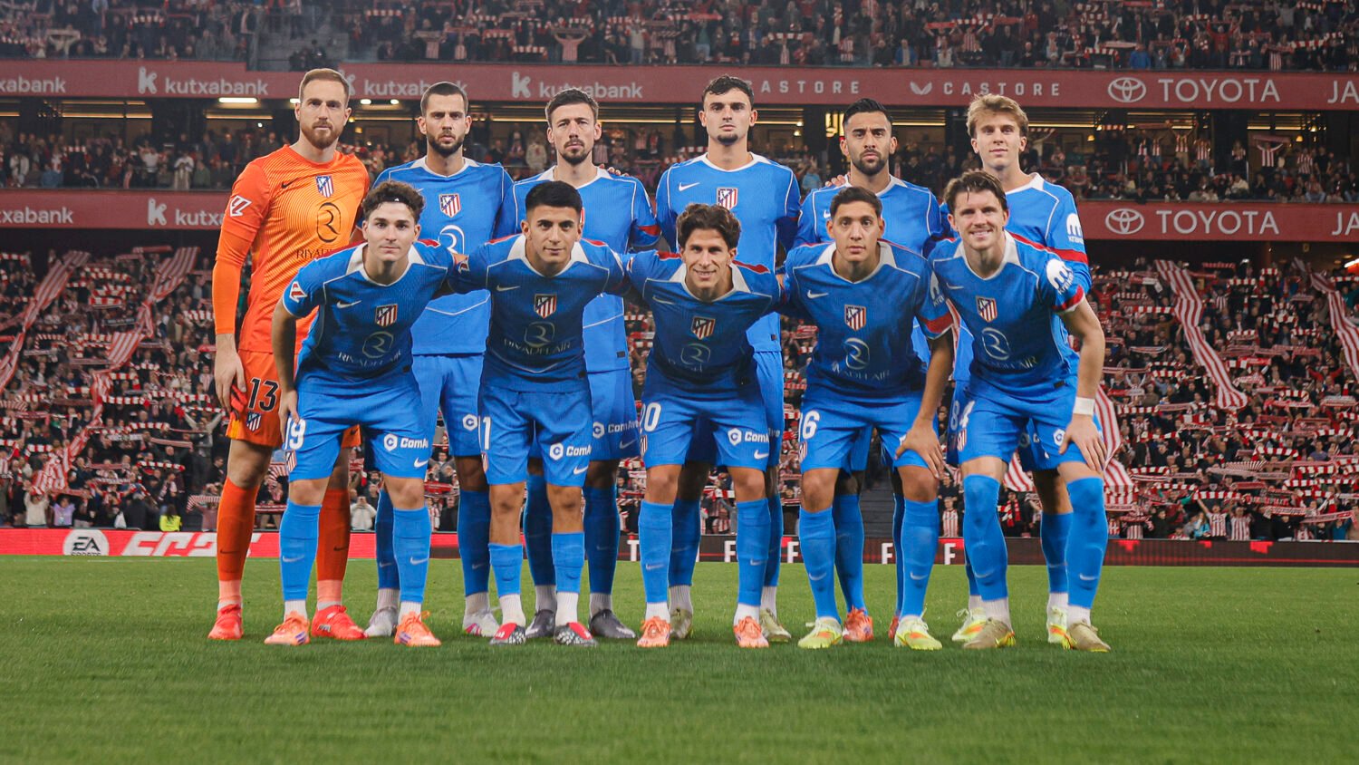 El once del Atlético de Madrid antes del partido en San Mamés , obligado a reaccionar en los próximos partidos./ Vía: @atleticodemadrid