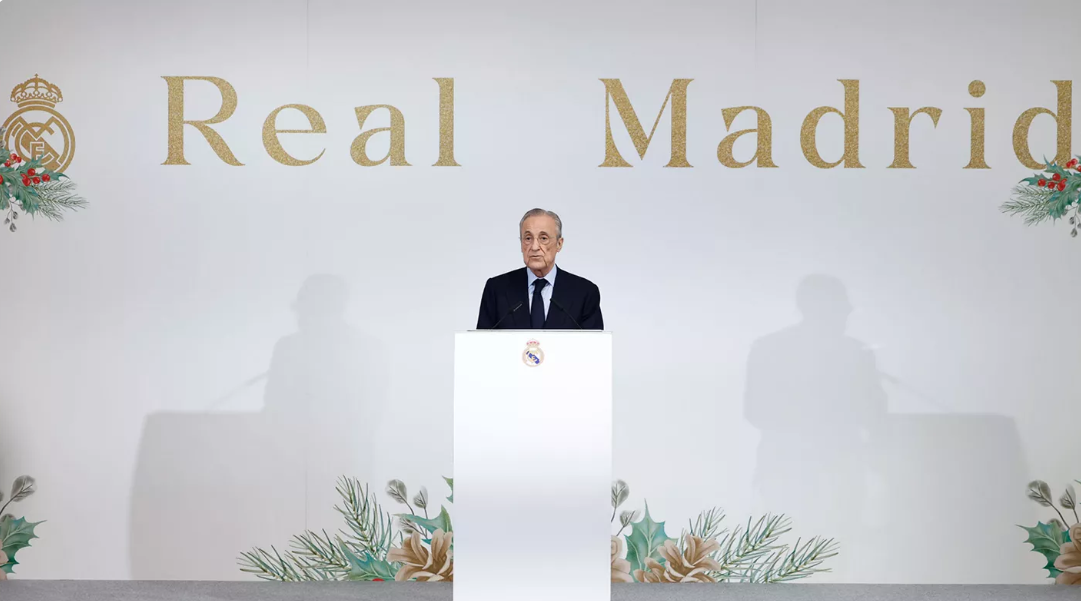 Florentino Pérez en la comida de Navidad / Vía X/@Realmadrid