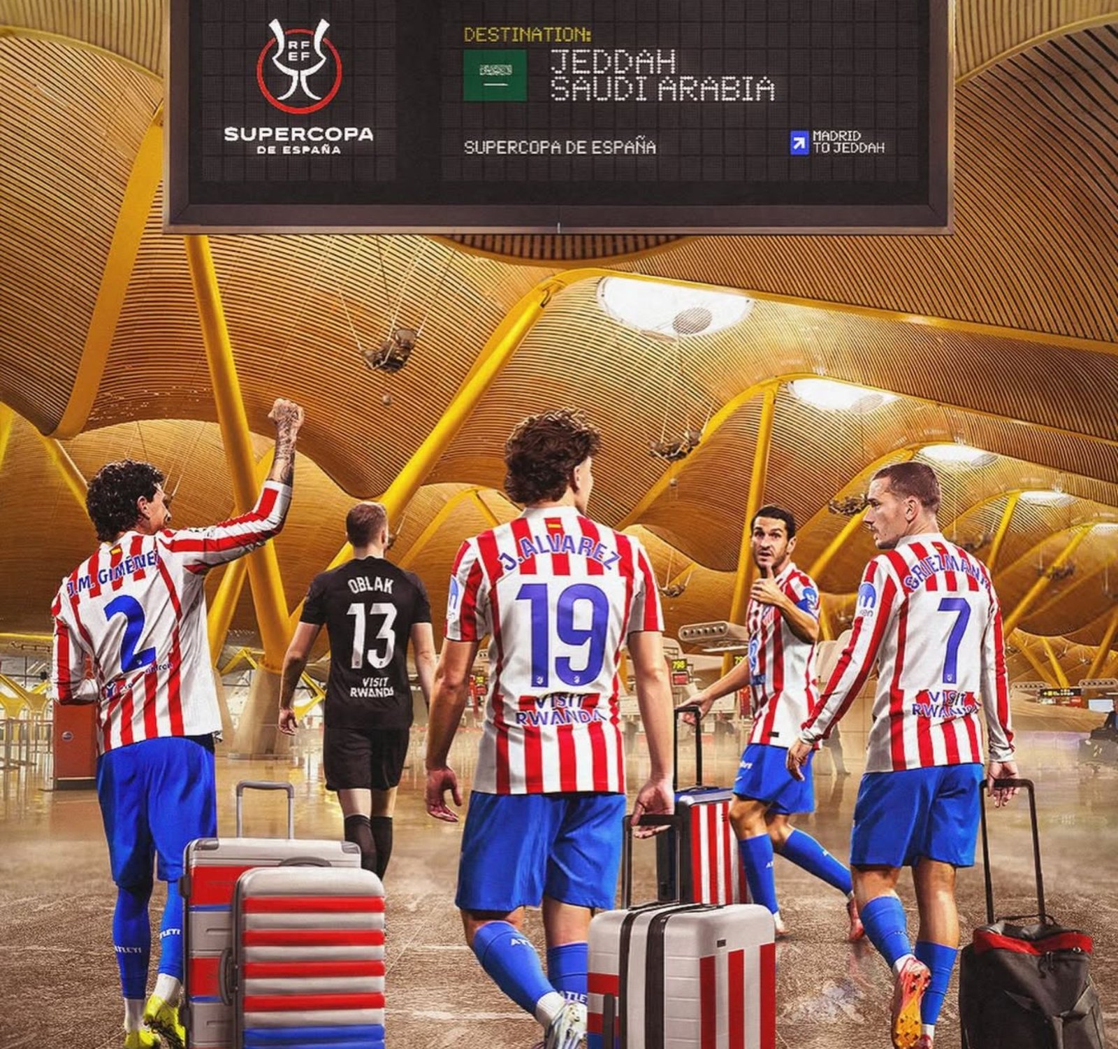 El Atlético de Madrid pone rumbo a Yeda para la Supercopa de España./ Vía: @atleticodemadrid