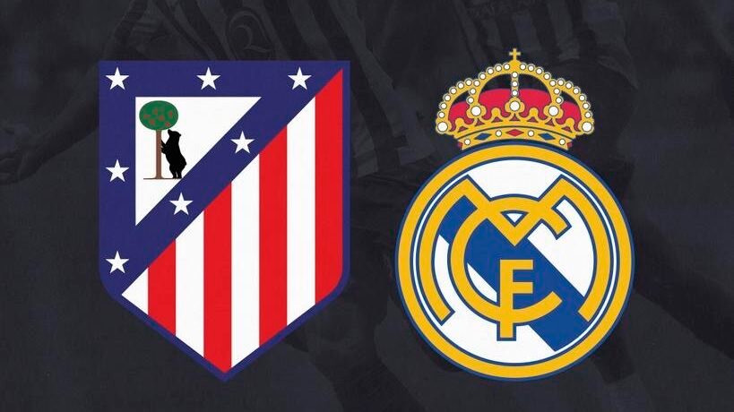El cartel del partido entre el Atlético y el Real Madrid para informar del horario.