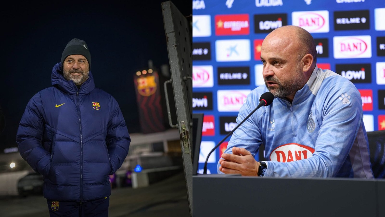 Flick y Manolo González previo al derbi