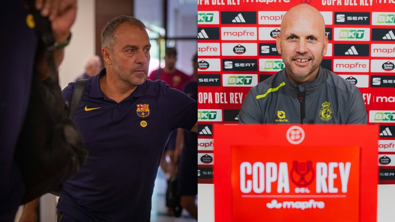 Flick y José Alberto previo al Racing - Barcelona