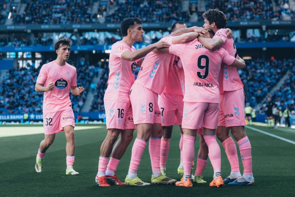 Celta celebrando un gol frente al Espanyol