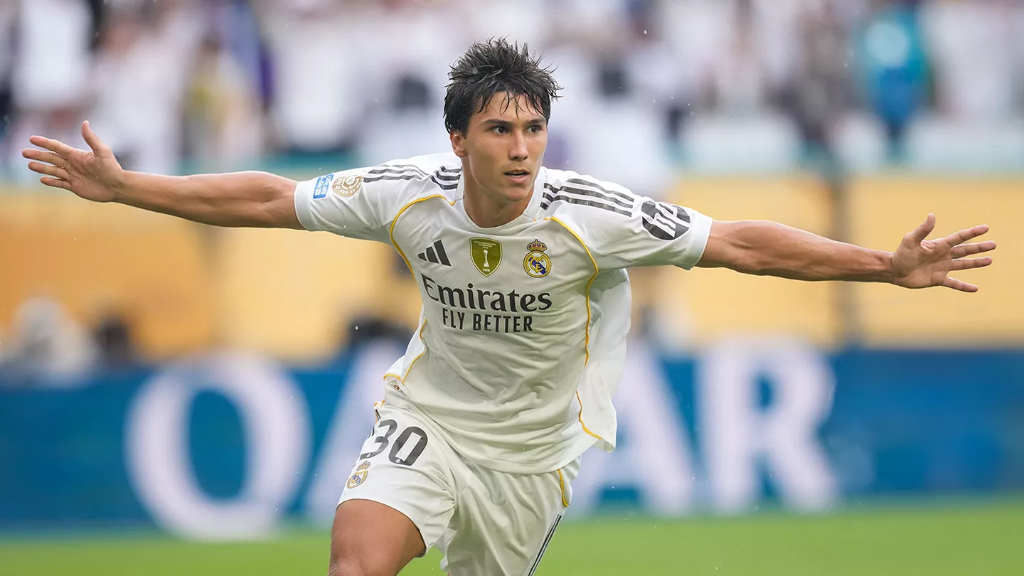 Gonzalo García celebra un gol con el Real Madrid. Vía X: @Realmadrid