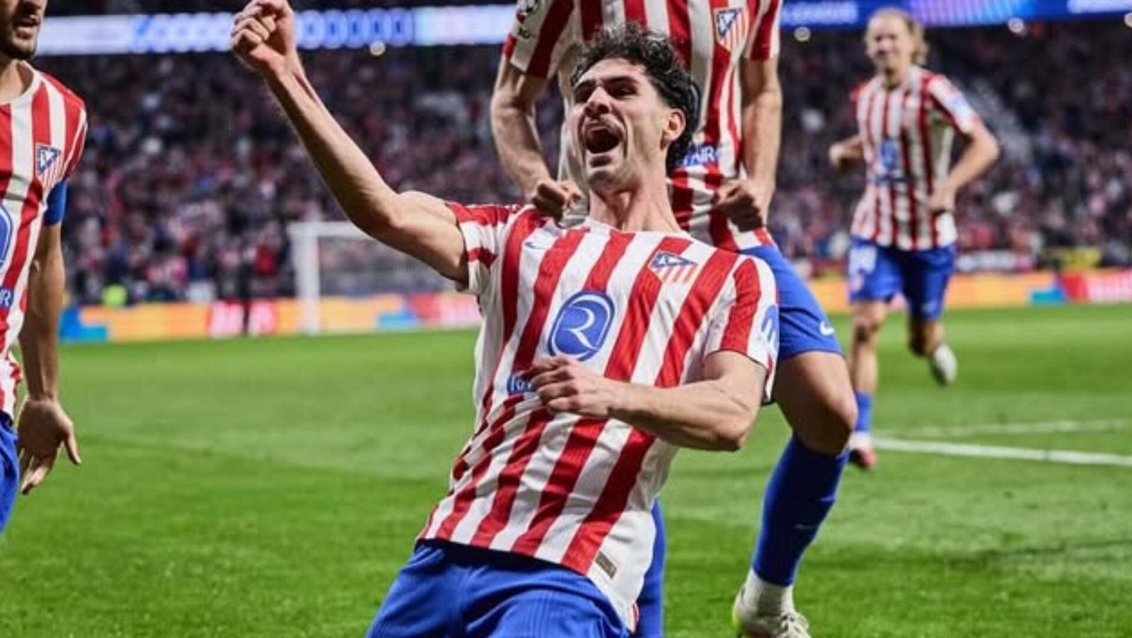 Johnny Cardoso celebrando su primer gol con el Atlético de Madrid en el partido ante el Brujas en Champions League