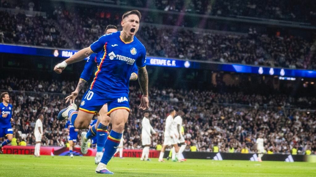 Satriano celebrando su gol ante el Real Madrid / Via: X @GetafeCF