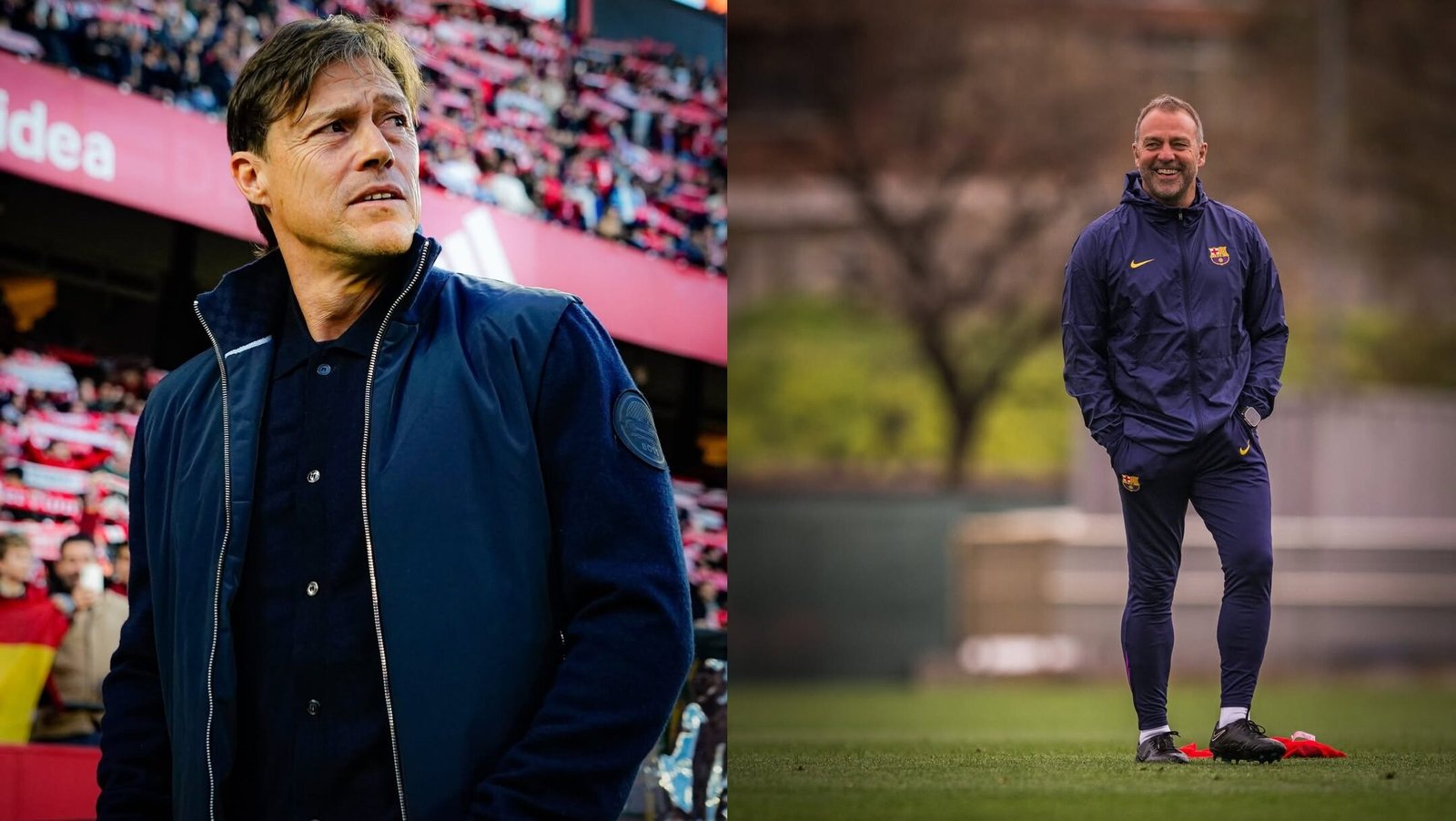 Almeyda y Flick previo al duelo del Barcelona frente al Sevilla
