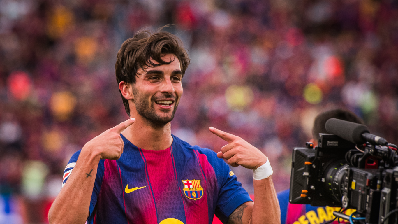 Ferran celebrando uno de sus goles contra el Espanyol.