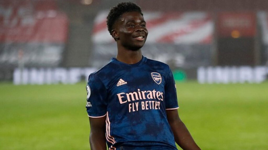 Saka celebra un gol con el Arsenal Vía: Arsenal X