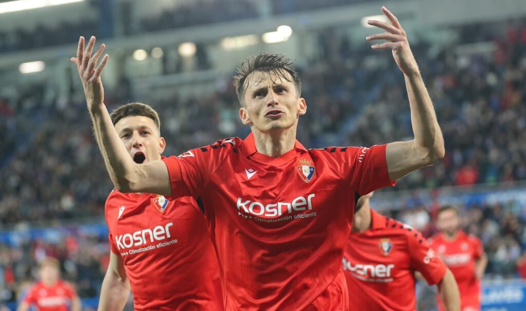 Ante Budimir celebra su 15º gol de la temporada, marcado ante el Alavés el domingo pasado. Vía X: @Osasuna