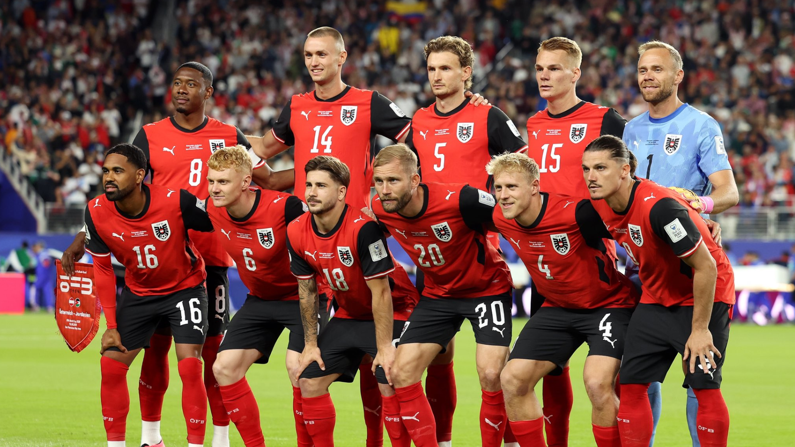 Foto de equipo de la Selección de Austria. Vía: X/@David_Alaba