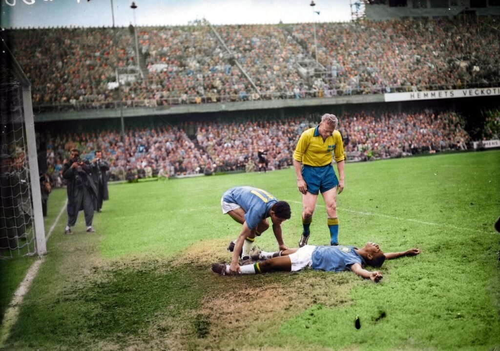 Pelé celebrando la final del mundial 1958