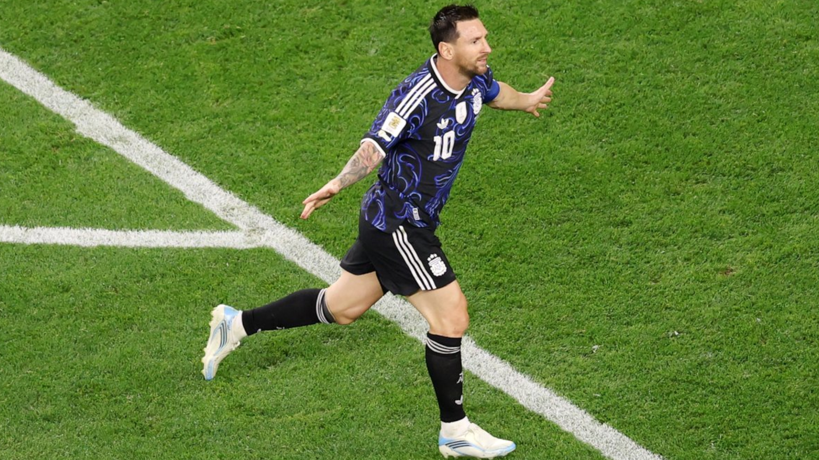 Messi celebrando su gol de falta contra Jordania. Vía: X/@Argentina