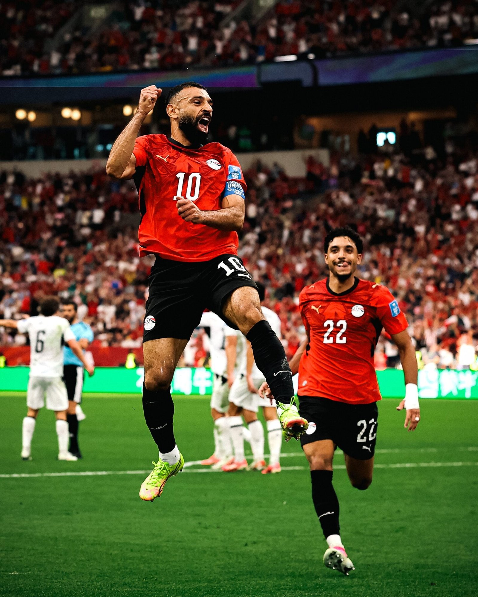Mohamed Salah celebra el tanto de Egipto.