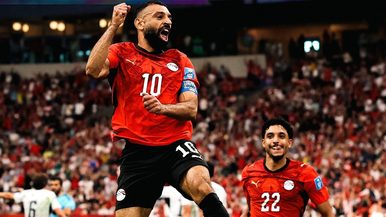 Mohamed Salah celebra el tanto de Egipto.